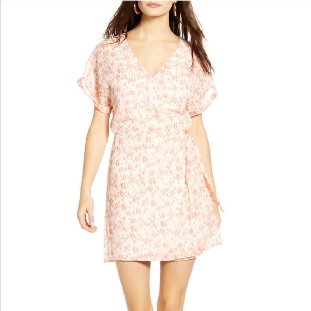 NWT All In Favor Simone Wrap Dress Pink White